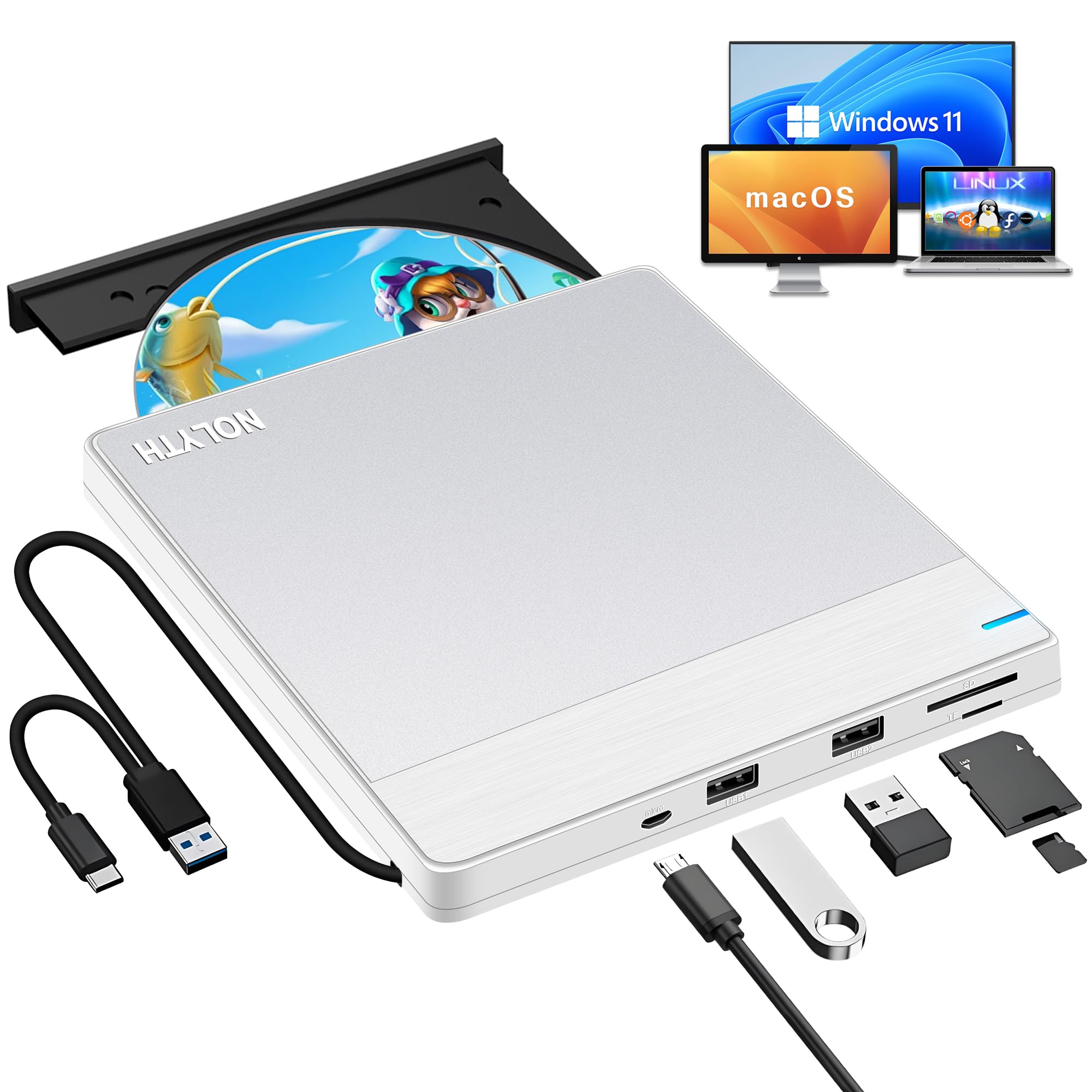 Amazon.com: NOLYTH External CD Drive for Mac: USB 3.0 Type-C DVD